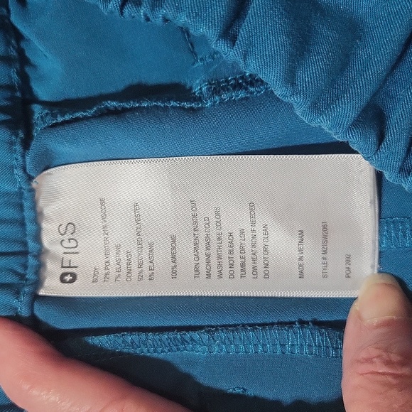 FIGS Technical Collection Teal Elastic Tie Waist Scrub Pants w/ lots of Pocket-M - Picture 11 of 13